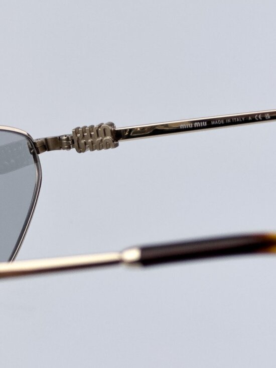 Miu Miu MU56ZS ZVN50K REGARD BRAND NEW Sunglasses Gold Grey Geometric Unisex main image 6